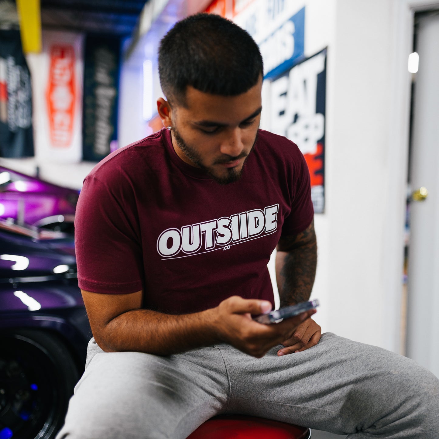 Outsiide Logo Tee- Maroon